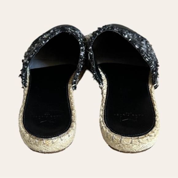 Marc Fisher Emilie Black Tweed Leather Espadrille Slide Mule Sandals Size 8.5 - Picture 6 of 10